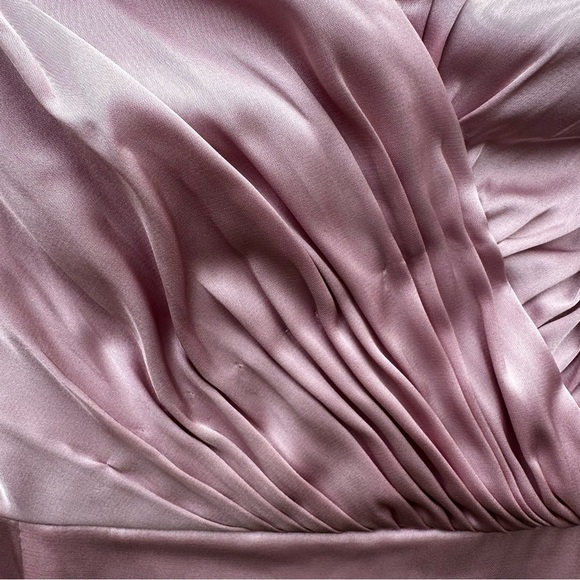 NWT Ieena for Mac Duggal Satin Surplice Bishop Sleeve Ruched A-Line Gown Sz 4 - Picture 6 of 16